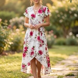 Beautiful Dream of Me Floral Waterfall Maxi Dress Size XL